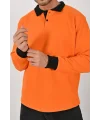 Kışlık Turuncu Polo Yaka Sweatshirt Siyah Yakalı