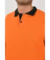 Kışlık Turuncu Polo Yaka Sweatshirt Siyah Yakalı