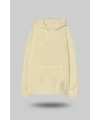 Krem Oversize Unisex Kapüşonlu Sweatshirt