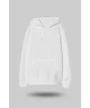 Beyaz Oversize Unisex Kapüşonlu Sweatshirt