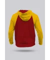 Sarı-Kırmızı Orjinal Reglan Hoodie Unisex Kapüşonlu Sweatshirt