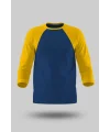 Sarı-Lacivert Orijinal Reglan 3/4 Kol Unisex Tişört