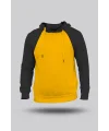 Sarı-Siyah Orjinal Reglan Hoodie Unisex Kapüşonlu Sweatshirt