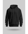 Siyah 2 İplik İnce Kumaş Unisex Kapşonlu Sweatshirt