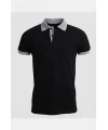 Siyah Polo Yaka T-Shirt Gri Yakalı Çift Renkli