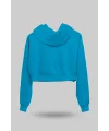 Turkuaz Kadın Crop Hoodie Kapüşonlu Sweatshirt