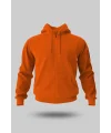 TURUNCU KAPÜŞONLU FERMUARLI SWEATSHİRT