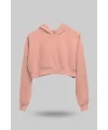 Yavruağzı Kadın Crop Hoodie Kapüşonlu Sweatshirt