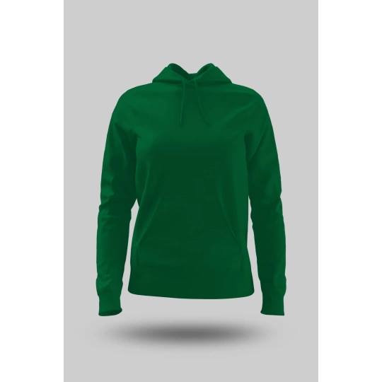 Çimen Yeşili Kadın Kapüşonlu Hoodie Sweatshirt