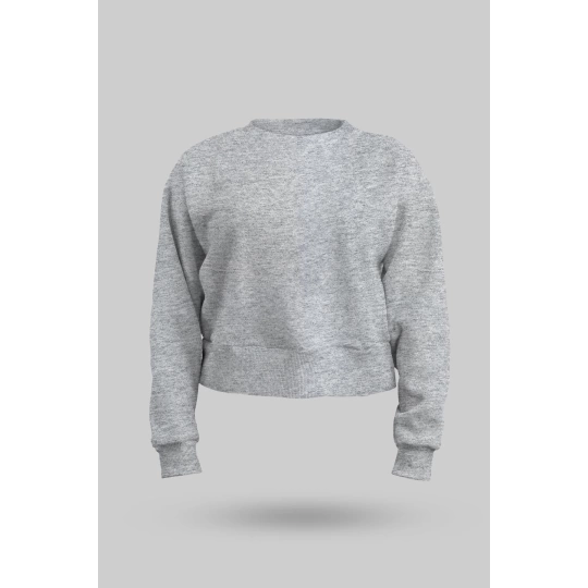 Gri Kadın Crop Sweatshirt