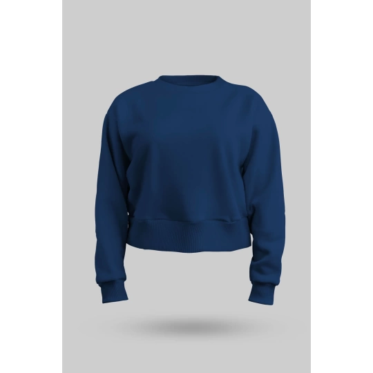 Lacivert Kadın Crop Sweatshirt