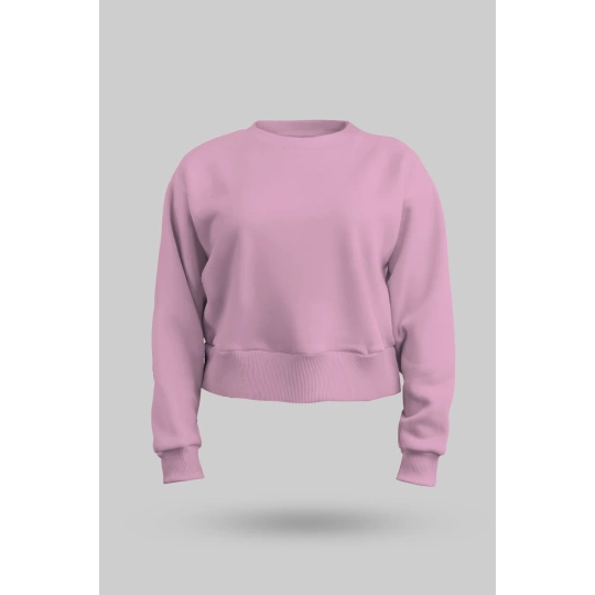 Pembe Kadın Crop Sweatshirt