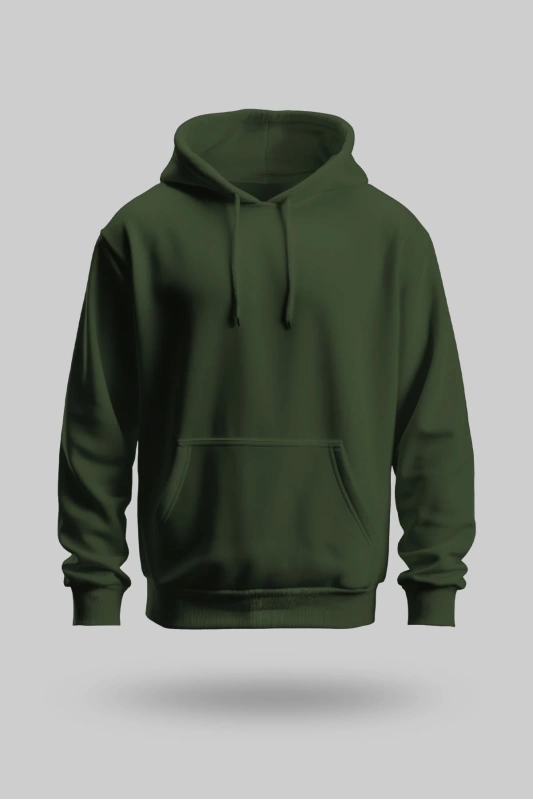 Haki Yeşili 2 İplik İnce Kumaş Unisex Kapşonlu Sweatshirt