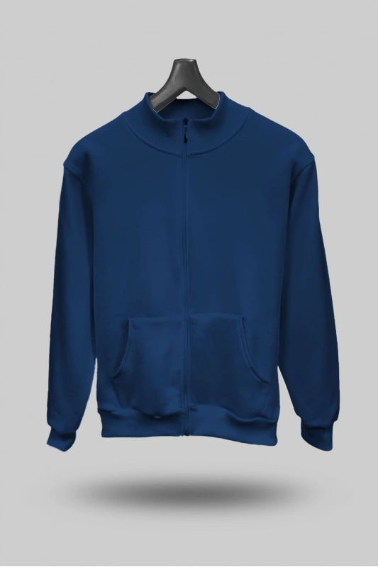 Lacivert Unisex Mevsimlik Kapşonsuz Mont