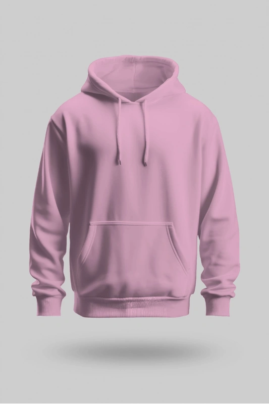 Pembe 2 İplik İnce Kumaş Unisex Kapşonlu Sweatshirt