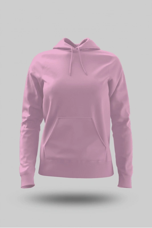 Pembe Kadın Kapüşonlu Hoodie Sweatshirt