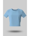 Buz Mavisi Kadın Crop Basic Tişört