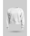 Beyaz Kadın Crop Sweatshirt