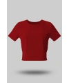 Kırmızı Kadın Crop Basic Tişört