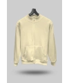Krem Unisex Mevsimlik Kapşonsuz Mont