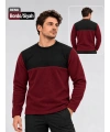 Micro Thermal 220 gr BORDO Bisiklet Yaka Sweatshirt