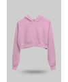 Pembe Kadın Crop Hoodie Kapüşonlu Sweatshirt