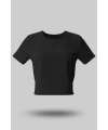 Siyah Kadın Crop Basic Tişört