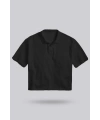 Siyah Kadın Crop Polo Yaka Tişört
