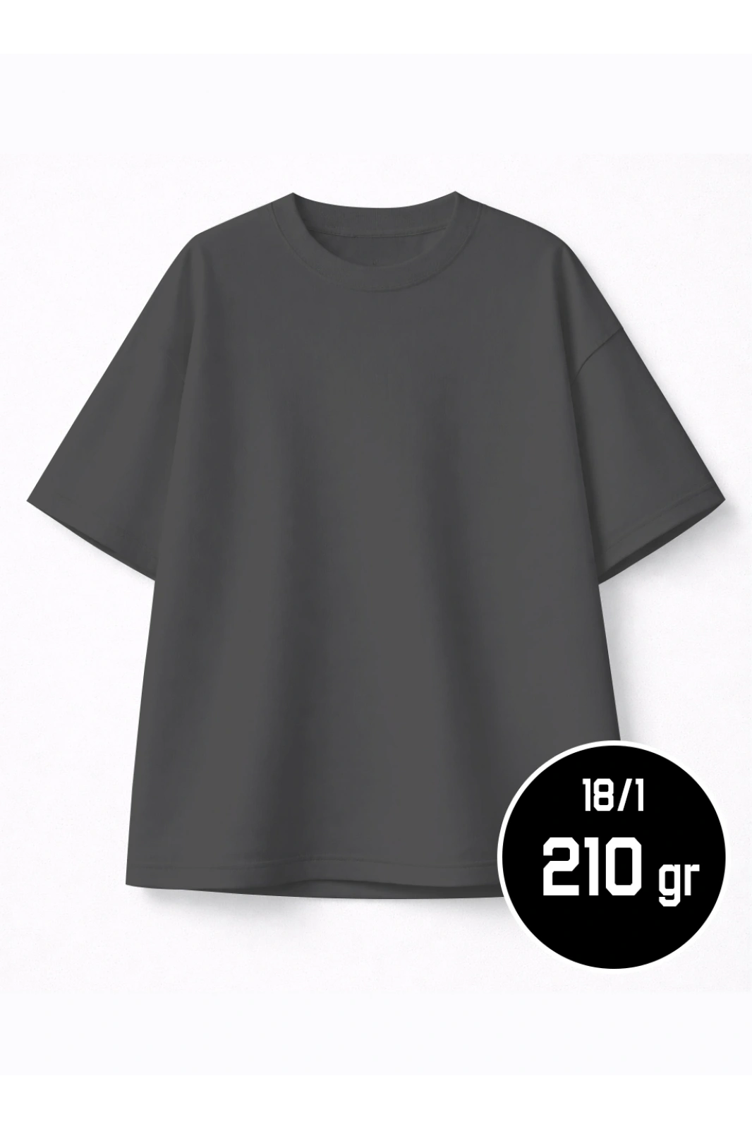 Ağır Gramajlı Oversize Tişört FÜME 18-1 Compact Penye 210 gr