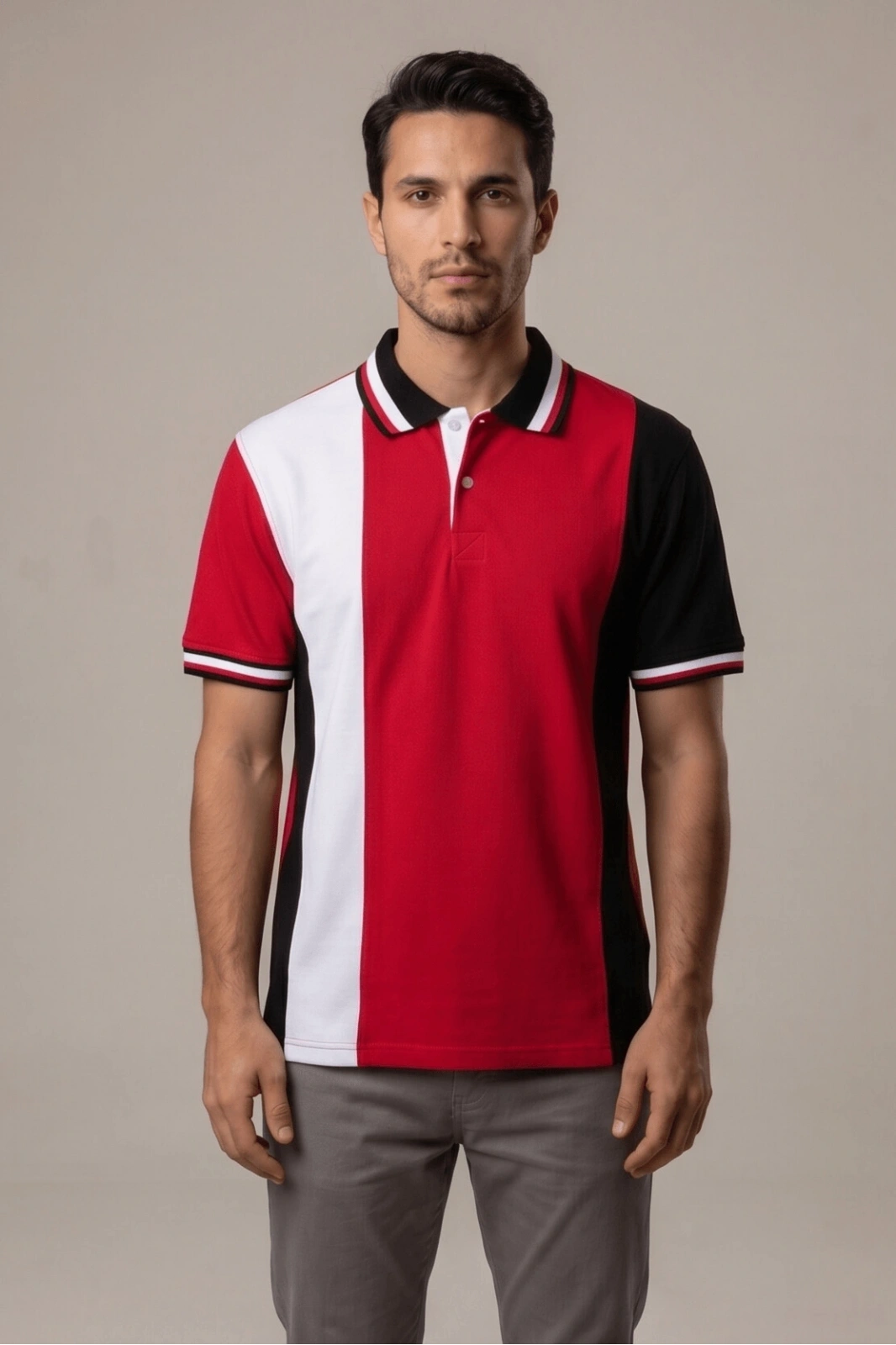 Proline Model Polo Yaka Tişört Kırmızı Beyaz Siyah