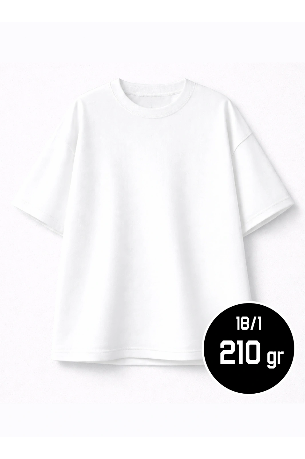 Ağır Gramajlı Oversize Tişört BEYAZ 18-1 Compact Penye 210 gr