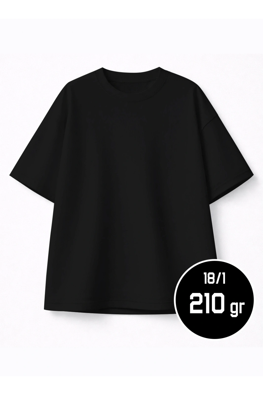 Ağır Gramajlı Oversize Tişört SİYAH 18-1 Compact Penye 210 gr