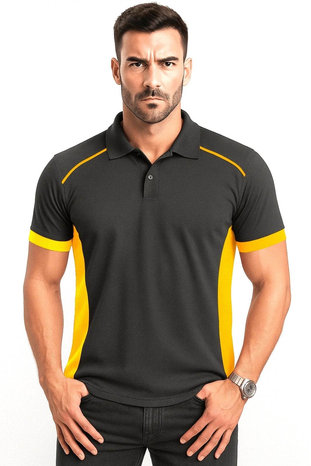 Füme LACOSTE Polo Yaka Tişört Sarı PARÇALI MODEL