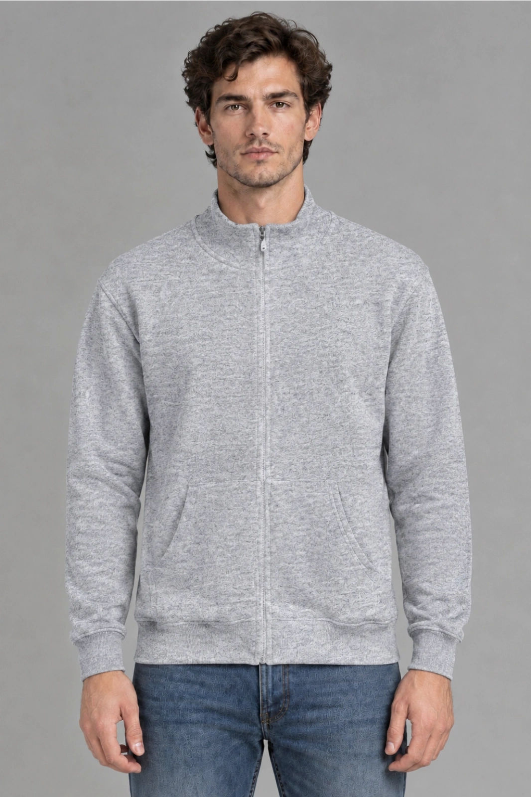 Gri Unisex Mevsimlik Kapşonsuz Mont