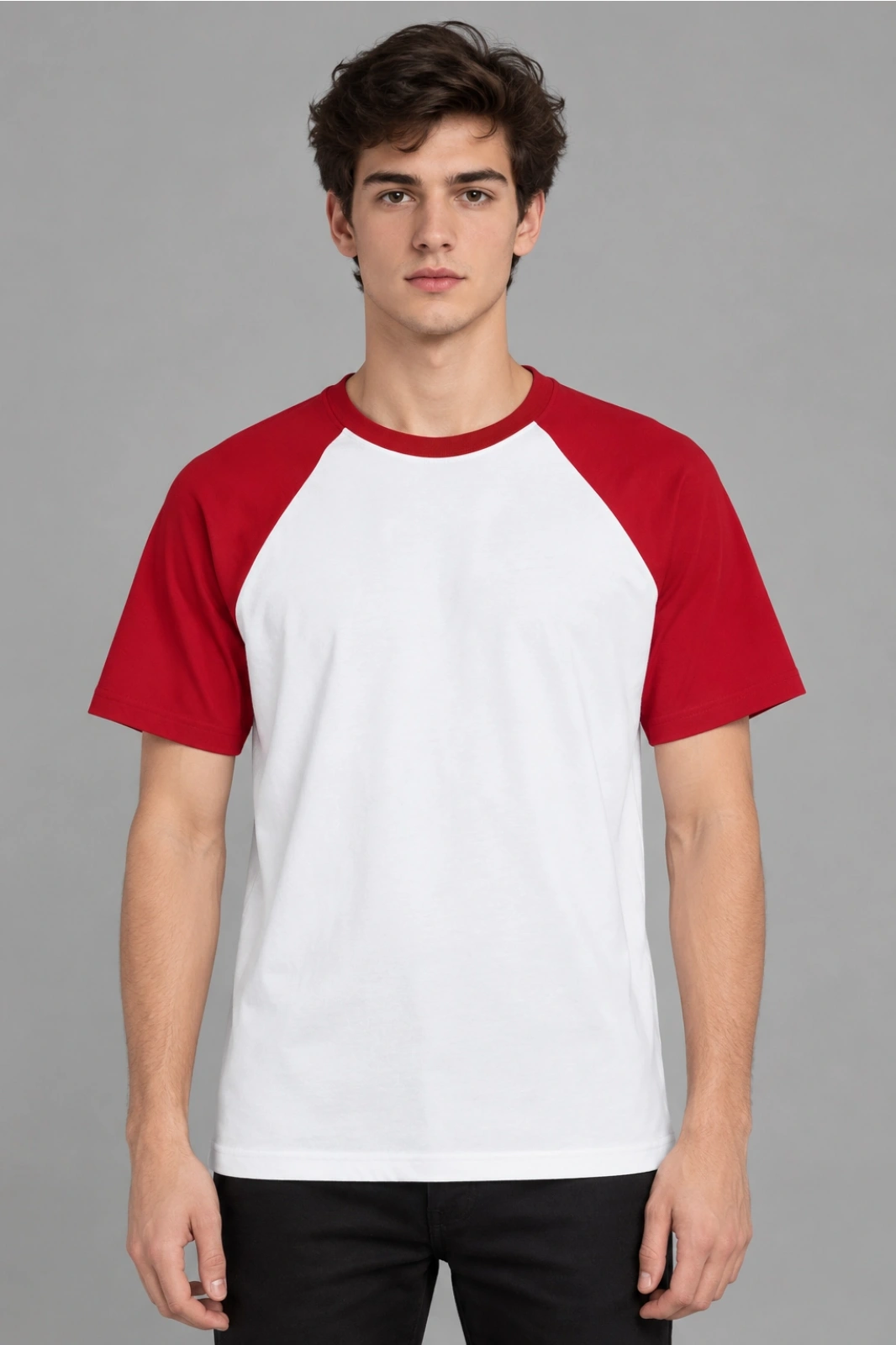 Kırmızı-Beyaz Orijinal Reglan 3/4 Kısa Kol