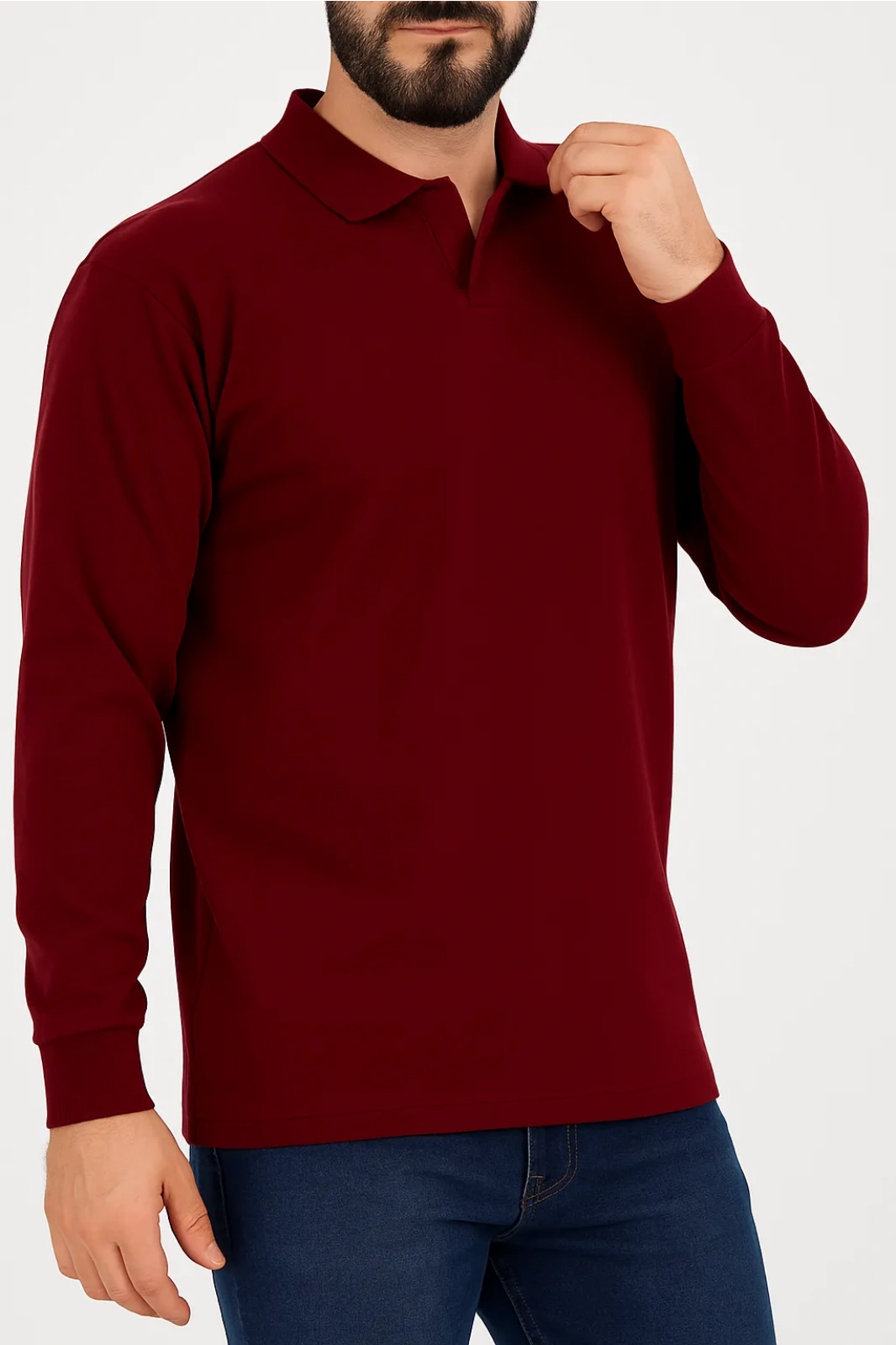Kışlık Polo Yaka İçi Şardonlu Bordo