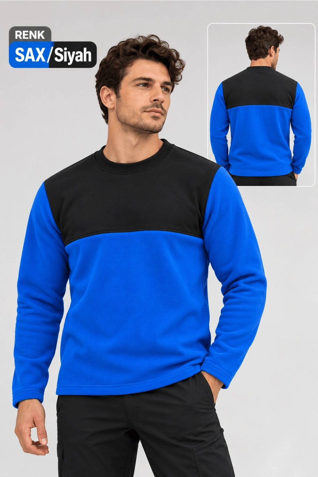 Micro Thermal 220 gr SAX Bisiklet Yaka Sweatshirt
