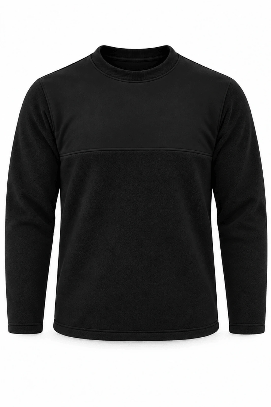 Micro Thermal 220 gr Siyah Bisiklet Yaka Sweatshirt