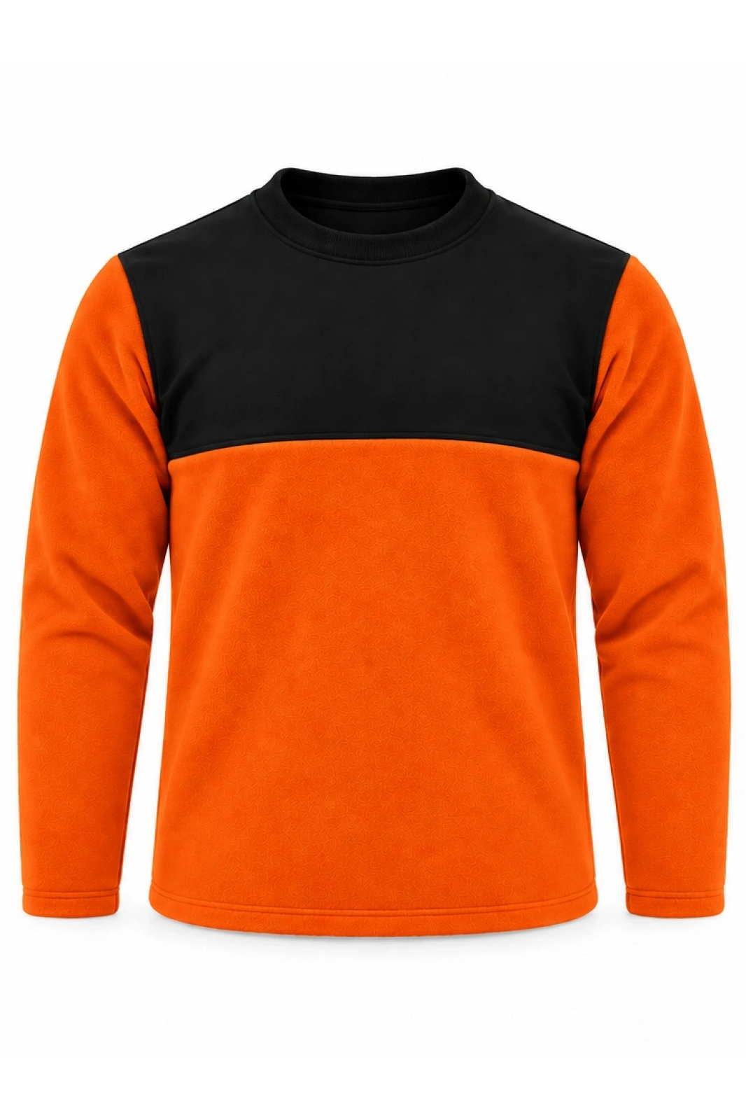 Micro Thermal 220 gr Turuncu Siyah Bisiklet Yaka Sweatshirt