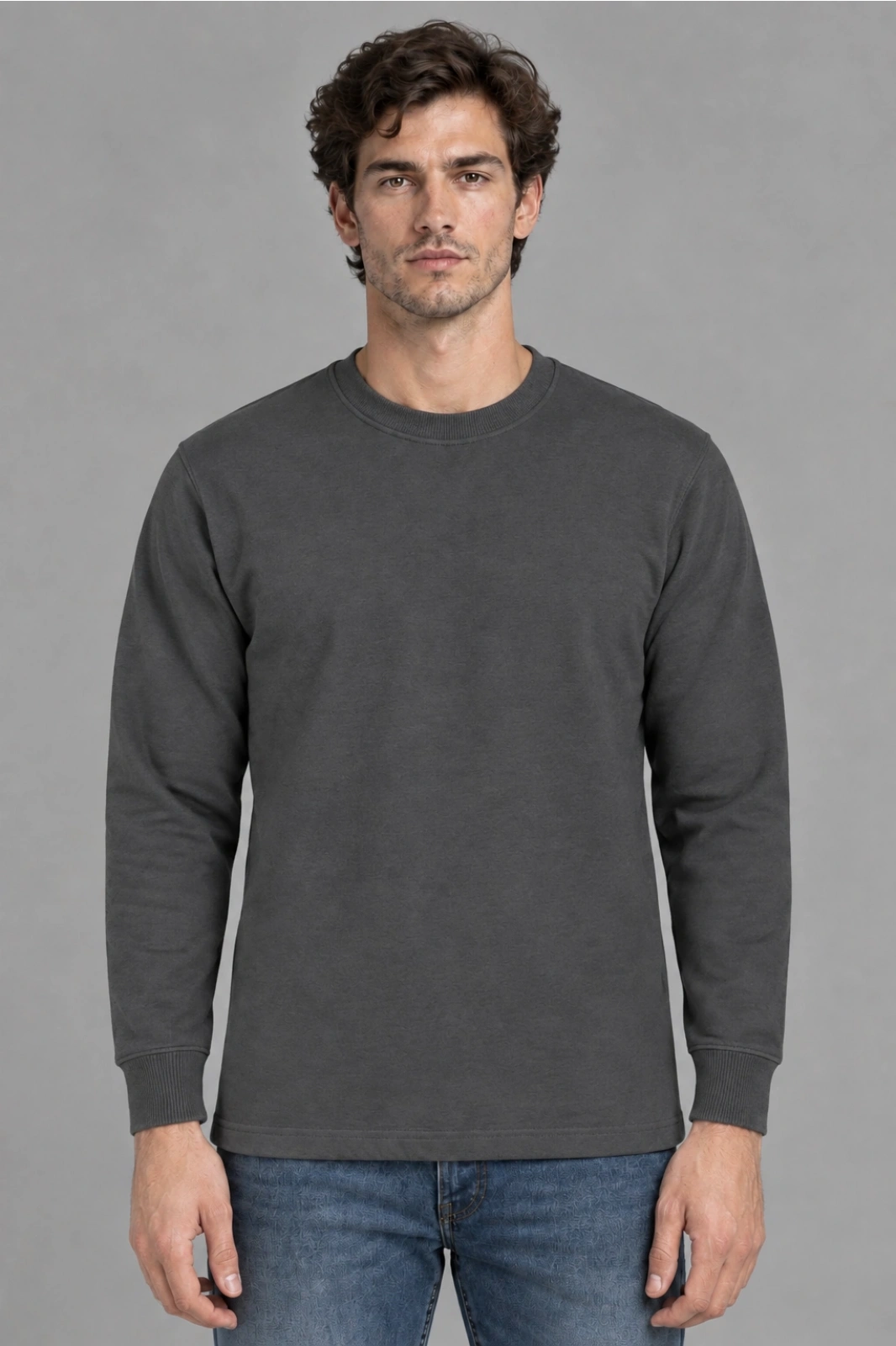Openend 2 iplik Kapşonsuz Sweatshirt FÜME