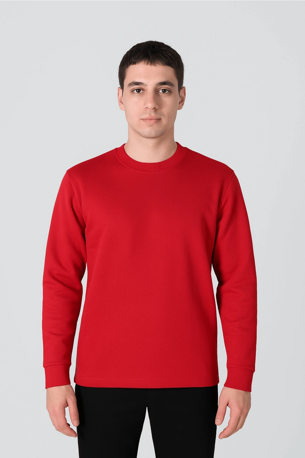 Openend 2 iplik Kapşonsuz Sweatshirt KIRMIZI