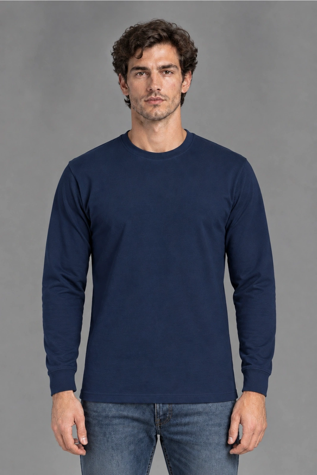 Openend 2 iplik Kapşonsuz Sweatshirt LACİVERT