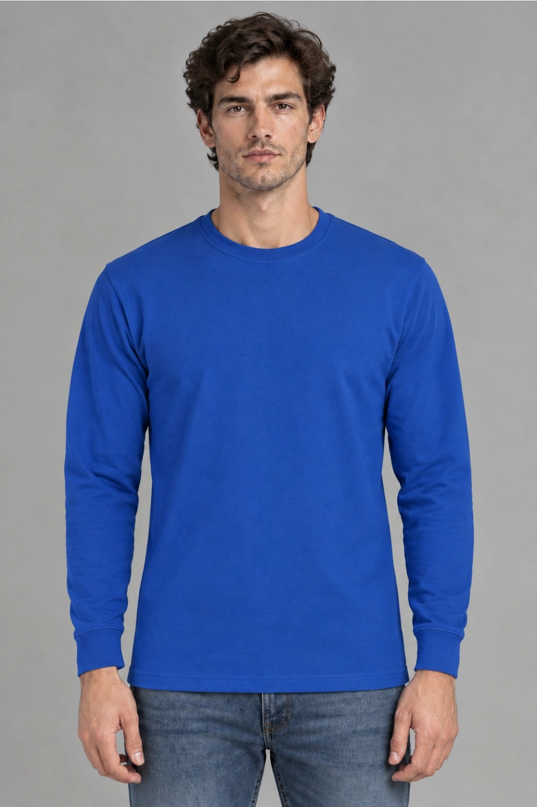 Openend 2 iplik Kapşonsuz Sweatshirt SAX MAVİ