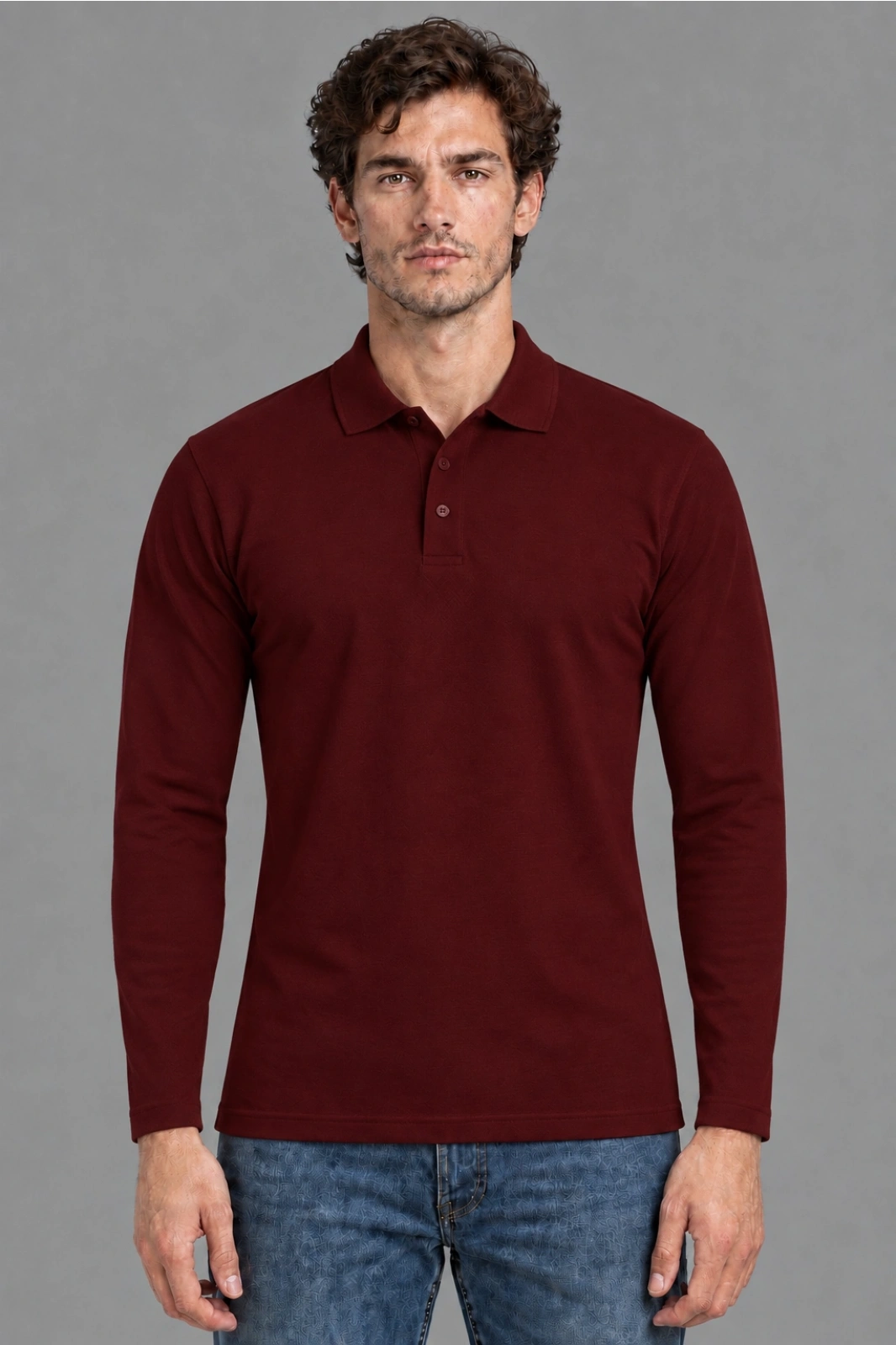 UZUN KOL POLO YAKA TİŞÖRT BORDO