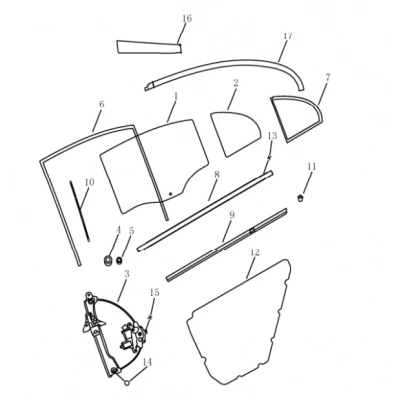 EMGRAND Kapı Cam Lastiği Arka Sol