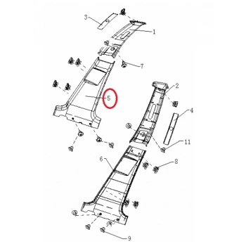 GEELY CK Echo Döşeme Orta Direk İç Bakaliti Sağ