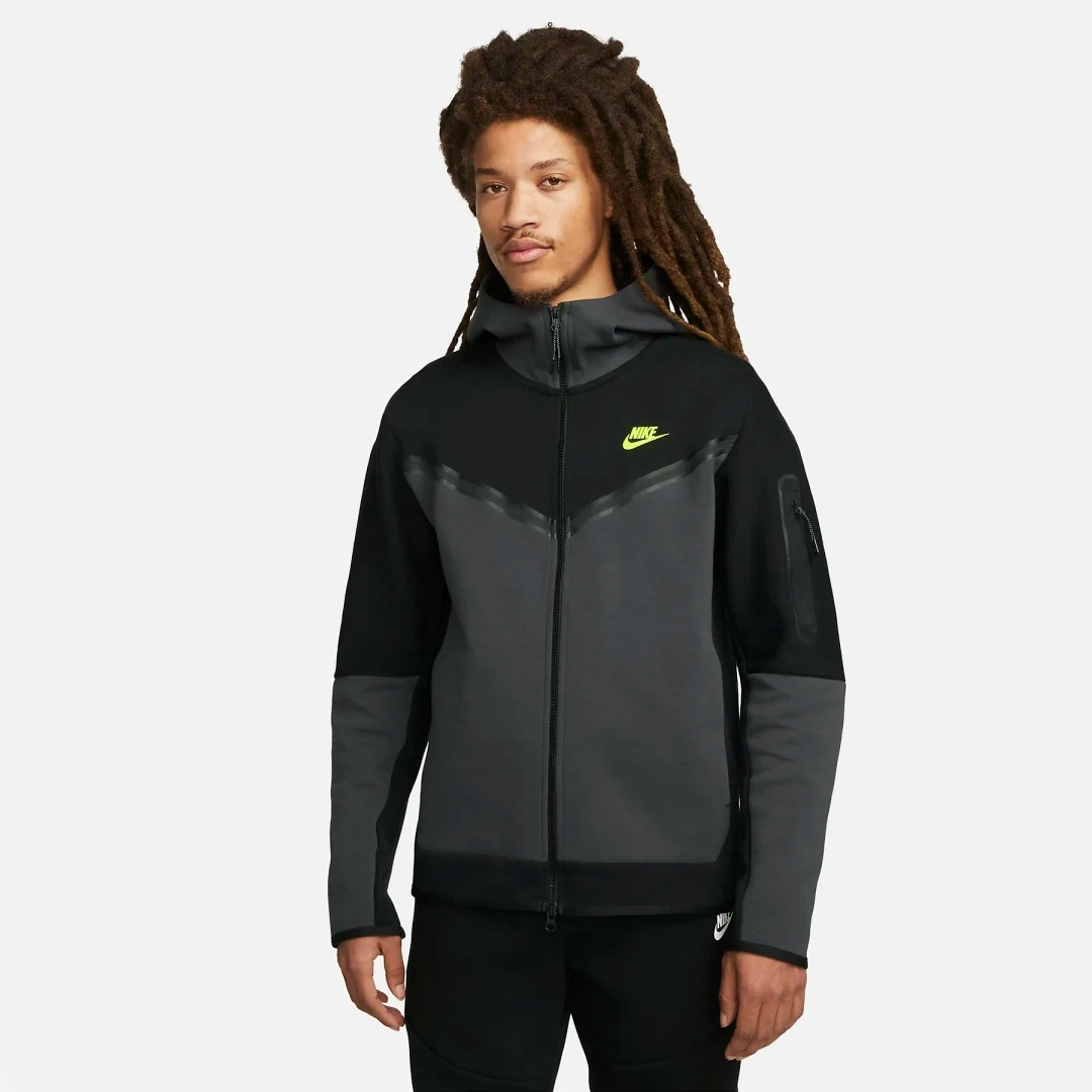 Tech Fleece Full Zip Hoodie Siyah/Anthracite/Volt