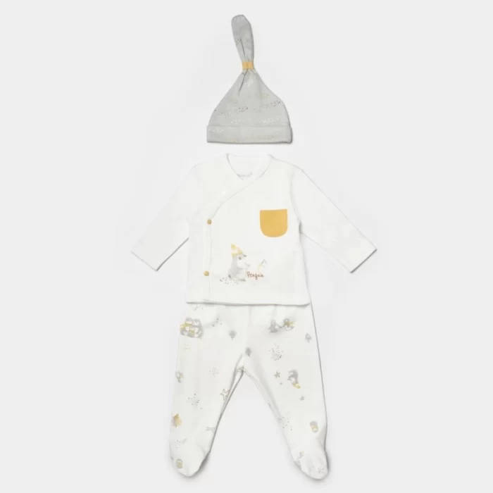 Nessiworld Bibaby Biorganic Penguin Club 3Lü Bebek Set 73336 Ekru Gri