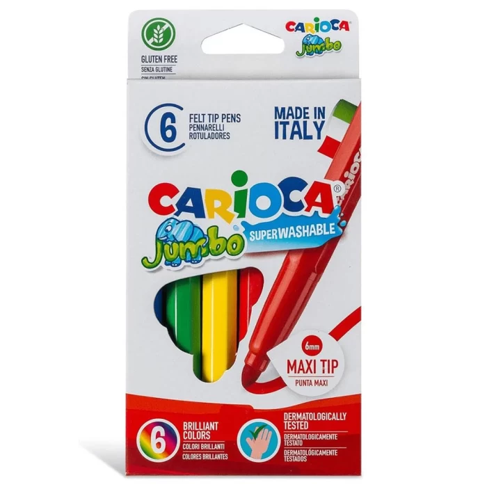 Nessiworld Carioca Jumbo Süper Yıkanabilir Keçeli Boya Kalemi 6Lı