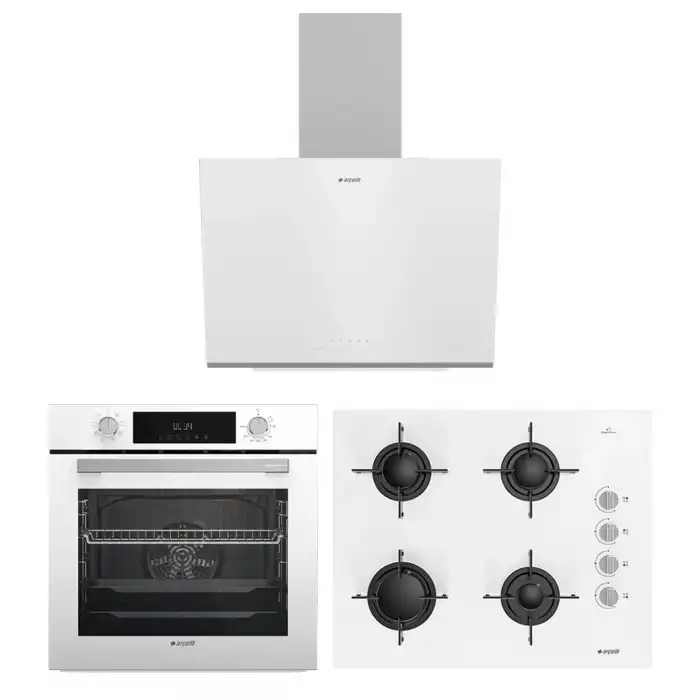 Arçelik Yeni Beyaz Üçlü Buhar Destekli Cam Ankastre Set